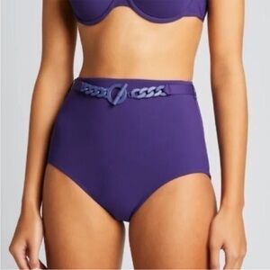 NWOT Zimmermann navy Blue Bikini Set with navy chain Detail belt.  size 6/8